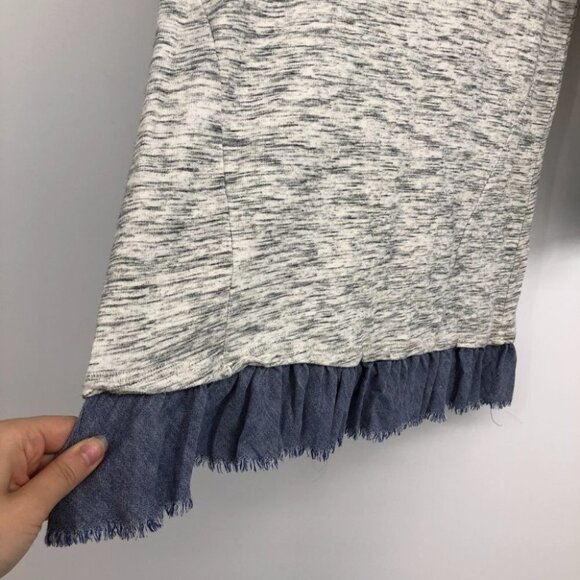 Anthropologie  Saturday Sunday Elora heathered grey 3/4 sleeve w/ruffle blue hem - Picture 10 of 15